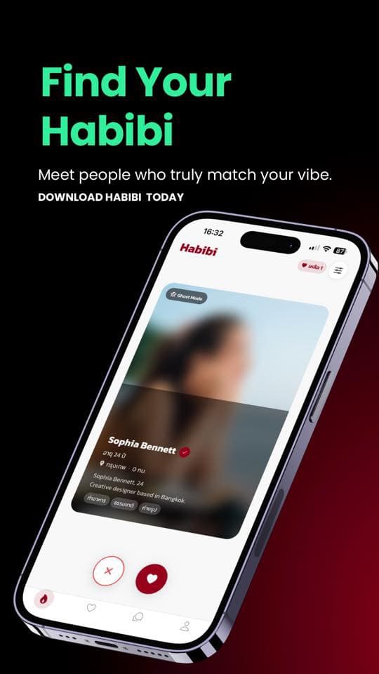 แอพพิเคชั่น Habibi หาความส้มพันธ์ที่ตรงใจ หาคู่ โซเชียล คอมมู รองรับ Android IOS ราคาหลัก1แสน - 1